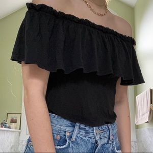Abercrombie Black Off the Shoulder Shirt